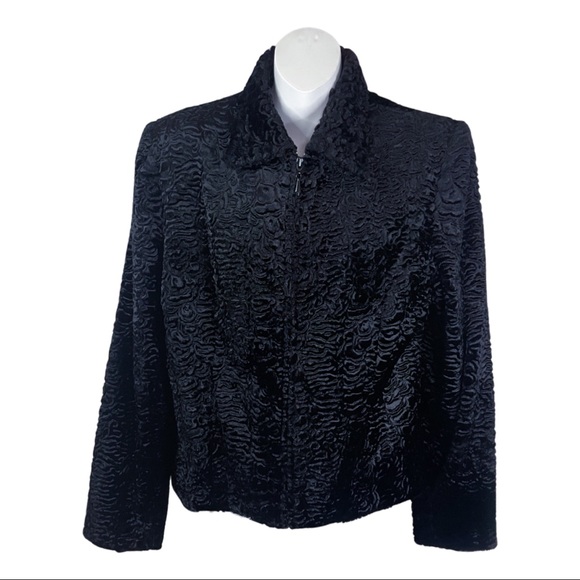 Vintage Town and Travel Furry Fuzzy Coat Jacket Textured Pattern Shoulder Pads L - Picture 5 of 9